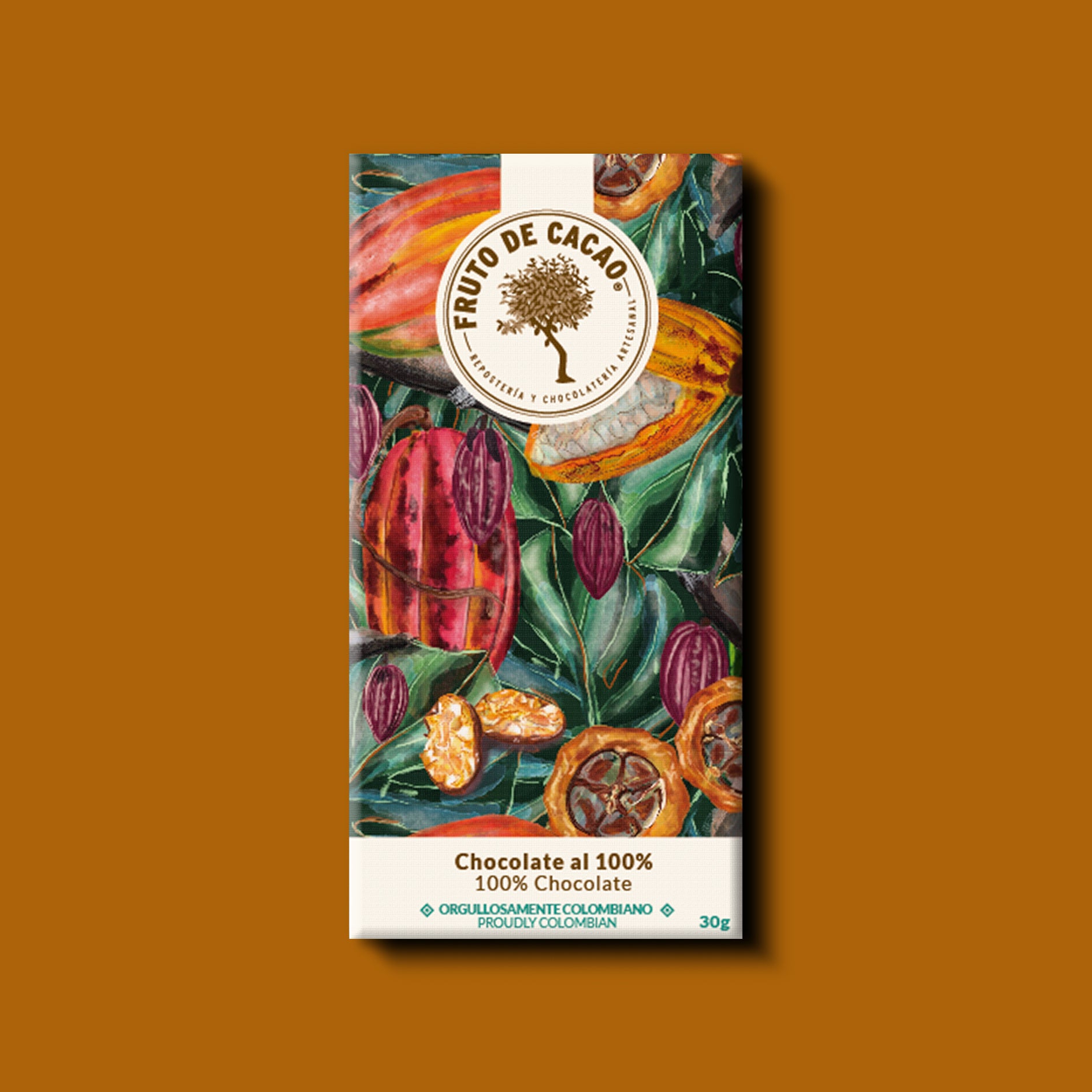 Barra chocolate 100% cacao Fruto de cacao