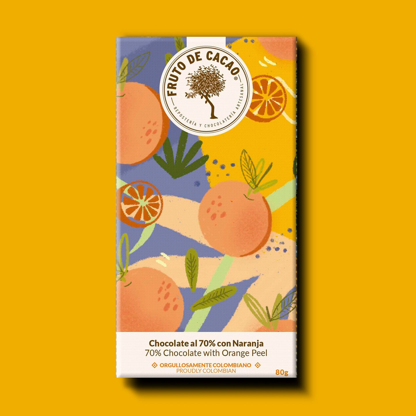 Barra de chocolate 70% con Naranja