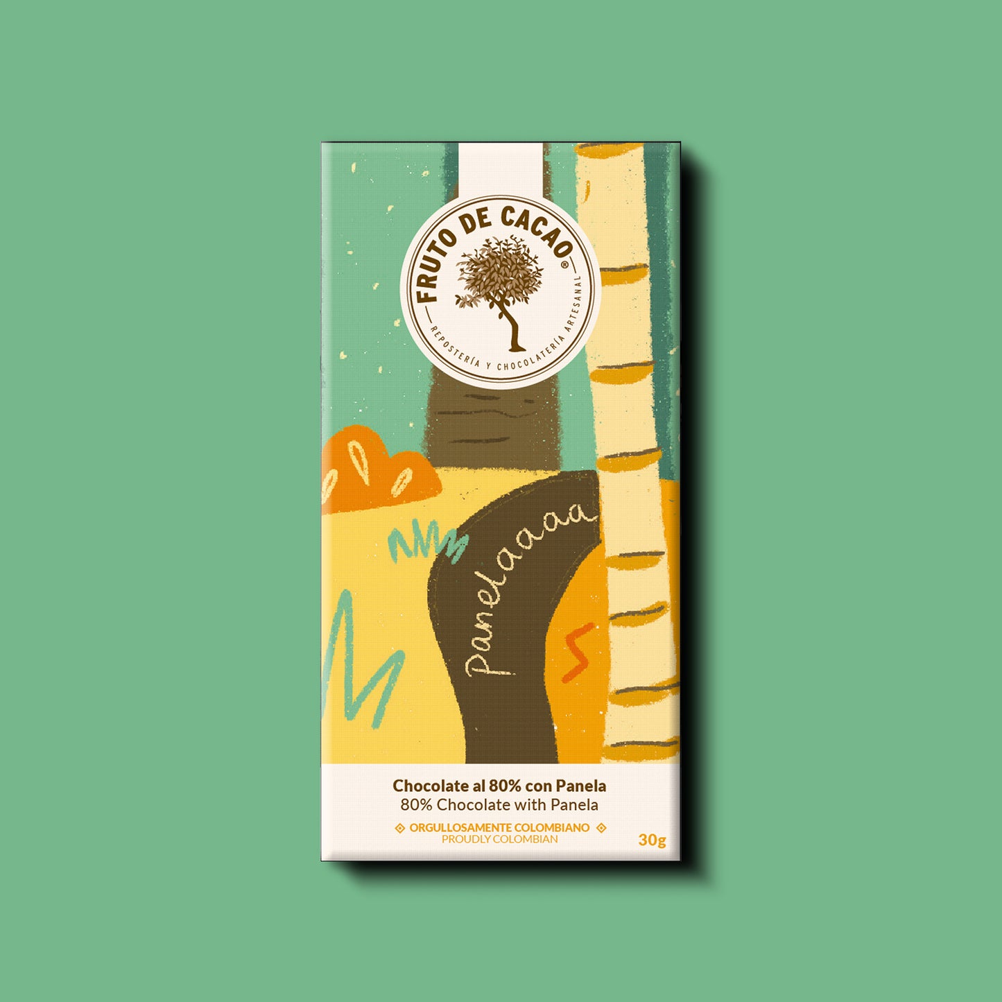 Barra de chocolate 80% con Panela