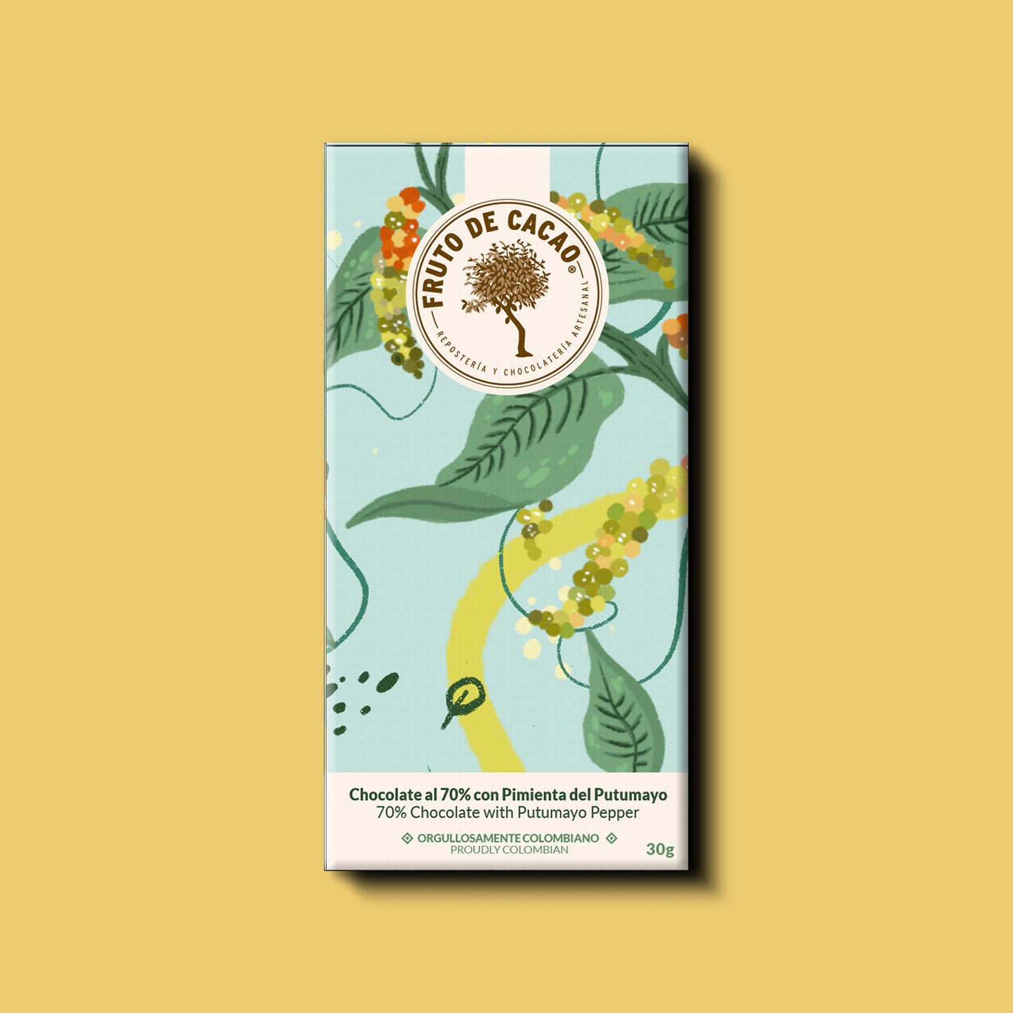 Barra de chocolate 70% con Pimienta del Putumayo