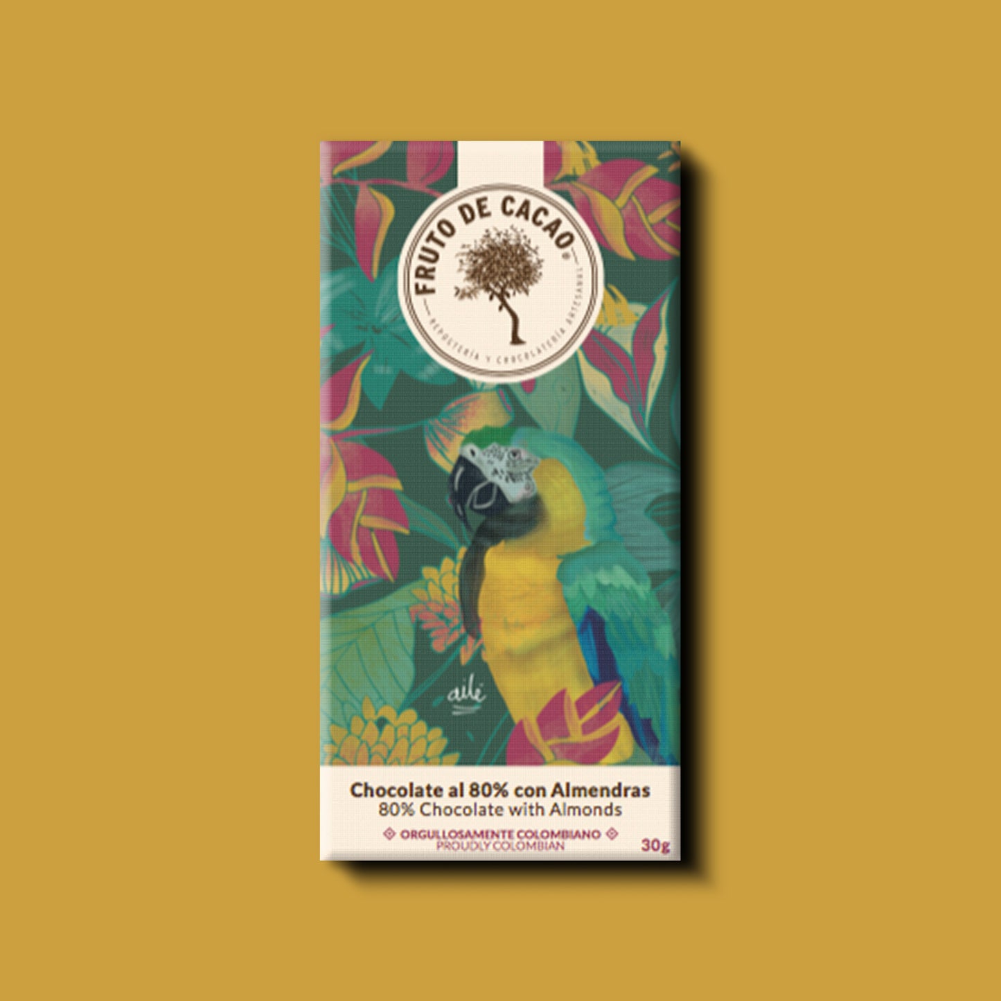 Barra de chocolate 80% con Almendras Ailé Fruto de Cacao