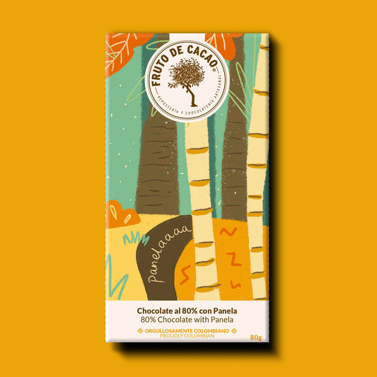 Barra de chocolate 80% con Panela