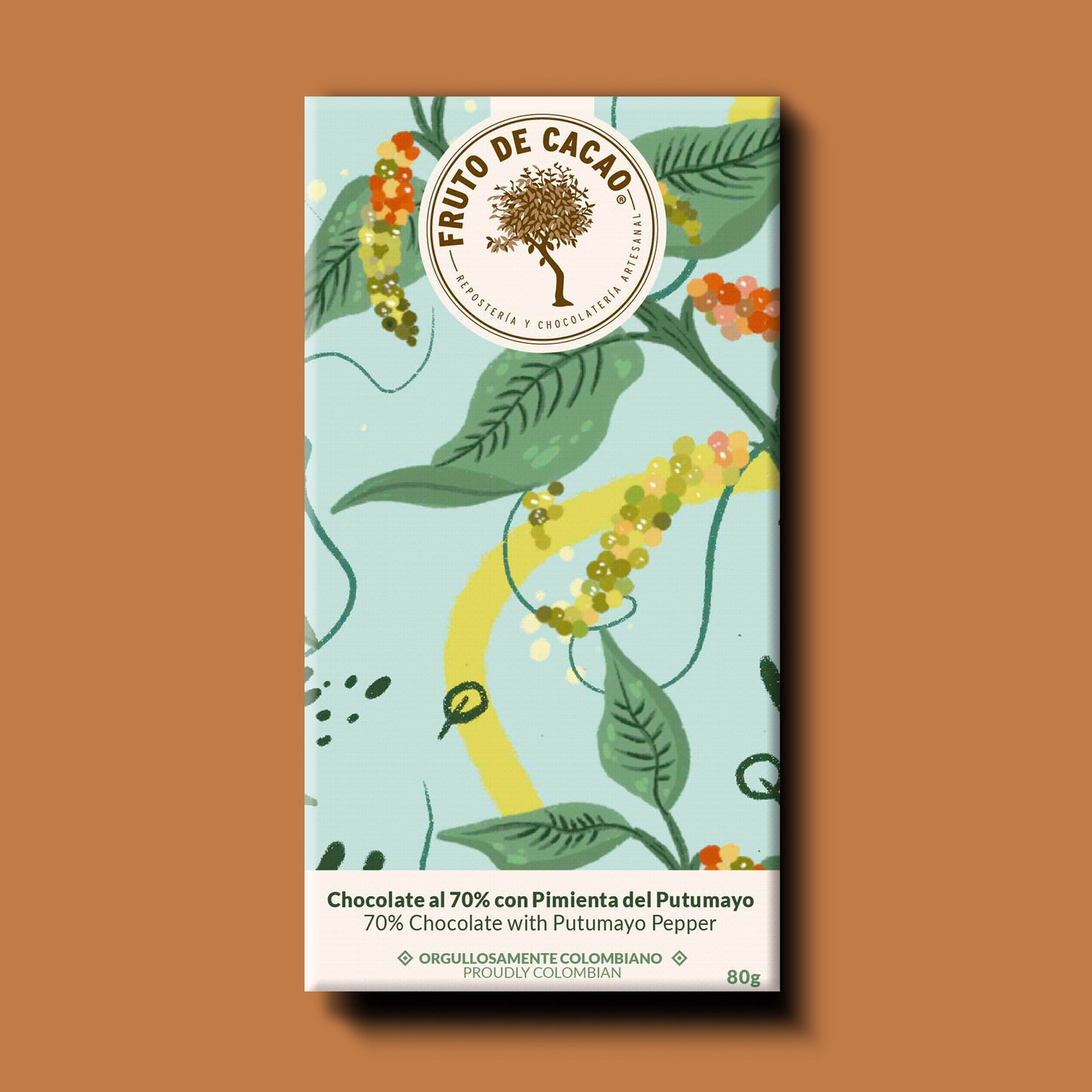 Barra de chocolate 70% con Pimienta del Putumayo