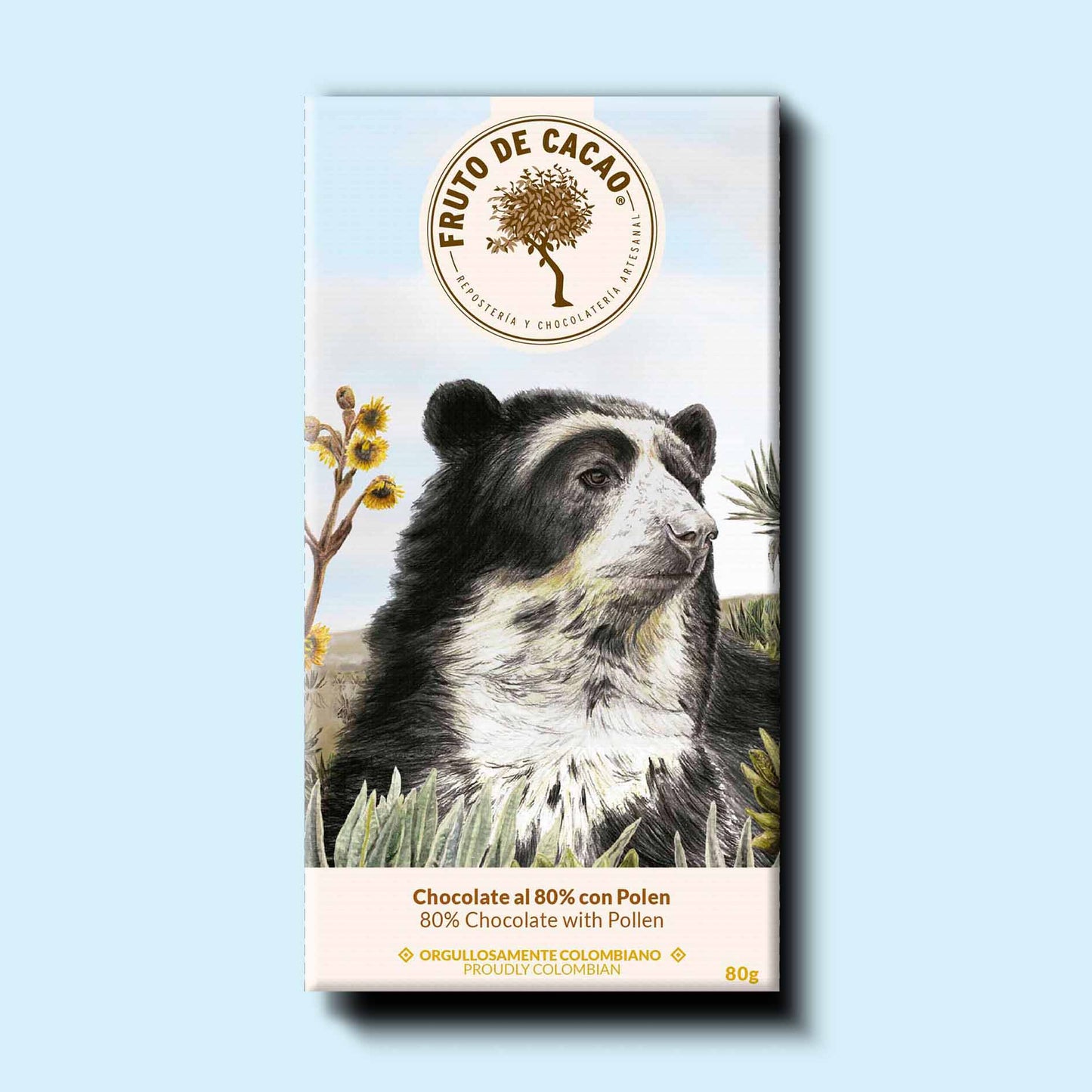 Barra de chocolate 80% con Polen Fruto de Cacao