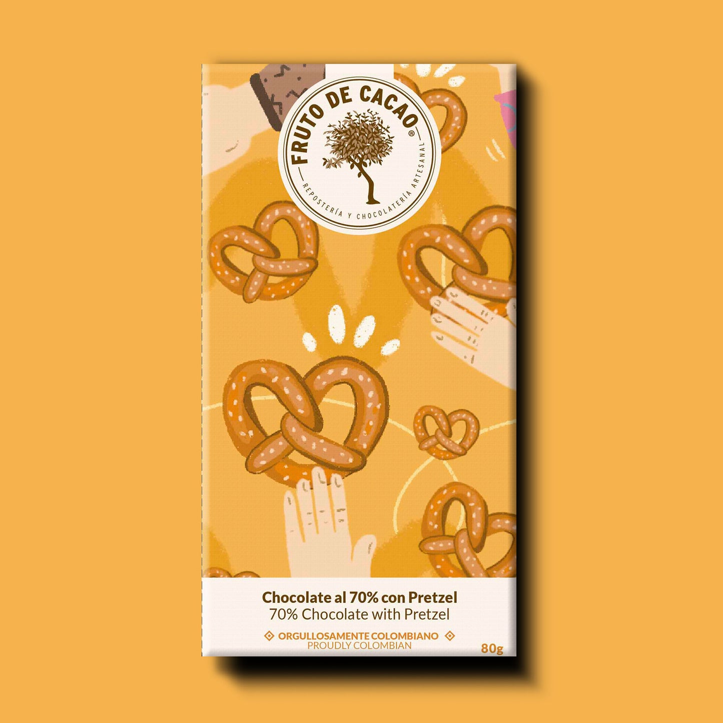 Barra de chocolate 70% con Pretzel