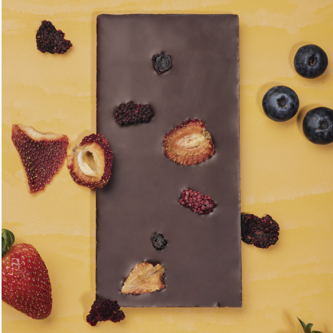 Barra de chocolate 80% con Frutos Rojos